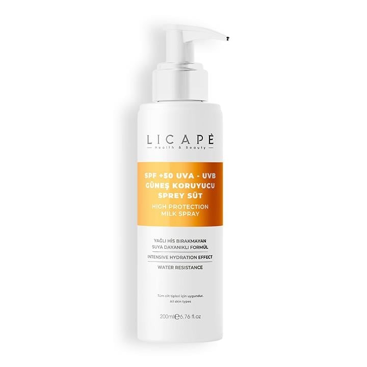 اسپری شیر ضد آفتاب  SPF 50 UVA - UVB 200 میلی‌لیتر لیکاپه