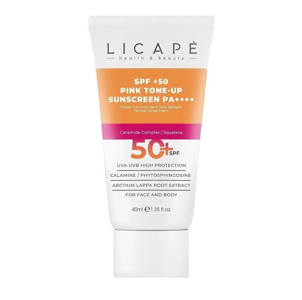 کرم ضد آفتاب با محافظت بالا و متعادل‌کننده رنگ پوست (صورتی)  40 میلی‌لیتر لیکاپه